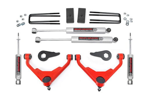 Rough Country 3 Inch Lift Kit, Red, Chevy/GMC Sierra/Silverado 2500 HD Suburban/Yukon XL 2500 (2001-2010)