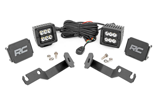 Rough Country LED Light Kit, Ditch Mount, 2 inch Black Pair, Spot, Toyota Tacoma (2005-2015)