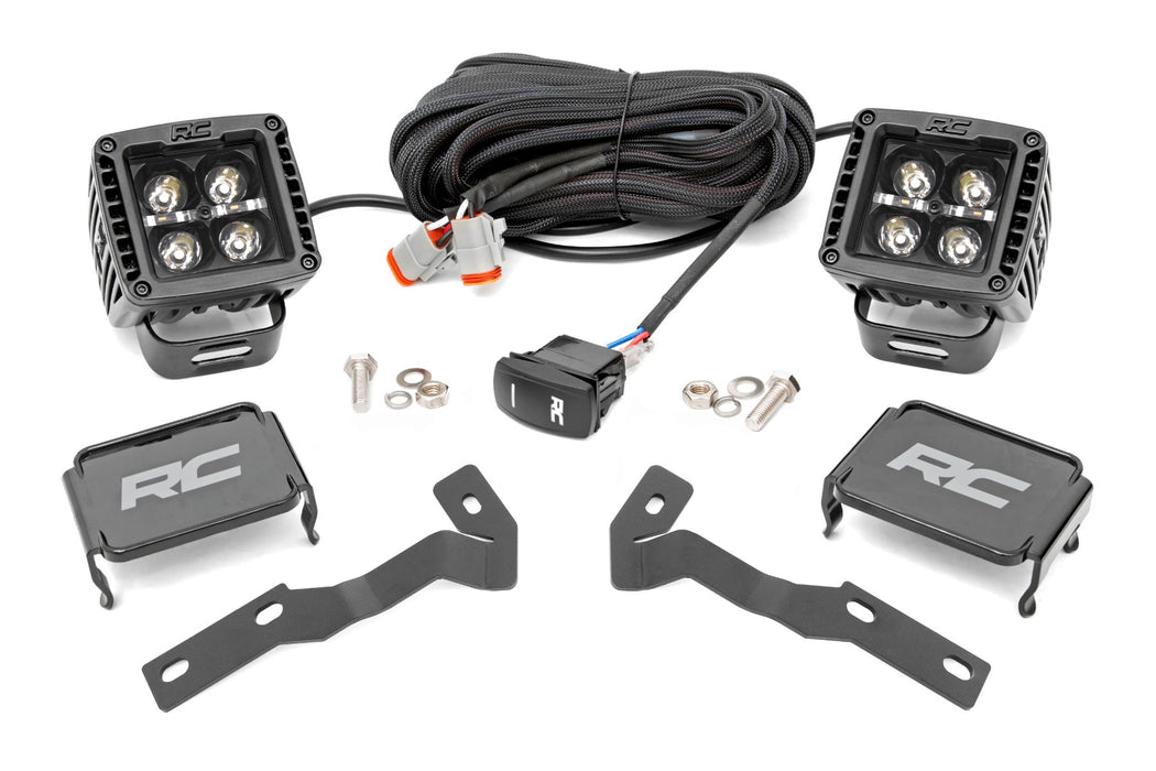 LED Light Kit - Ditch Mount - 2 inch Black Pair - White DRL - Toyota Tacoma (05-15)