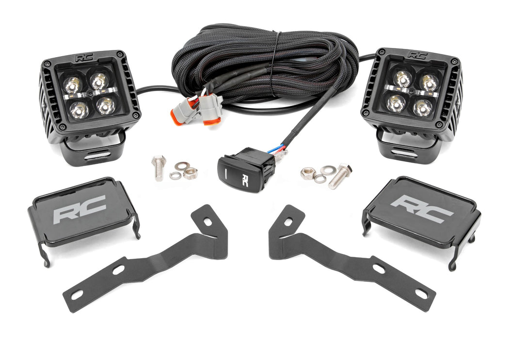 LED Light Kit - Ditch Mount - 2 inch Black Pair - White DRL - Toyota Tacoma (16-23)