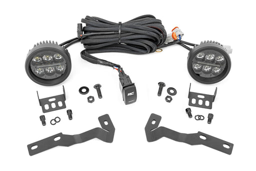Rough Country LED Light Kit, Ditch Mount, Black Series Round, 3.5 Inch, Amber DRL, Toyota Tacoma (2016-2023)