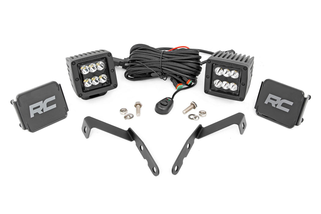 LED Light Kit - Ditch Mount - 2 inch Black Pair - Spot - Chevy 1500 & Chevy/GMC 2500HD/3500HD (07-14)