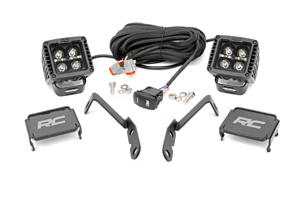Rough Country LED Light - Ditch Mount - 2" Black Pair - Amber DRL | Chevy 1500 (2007-2013)