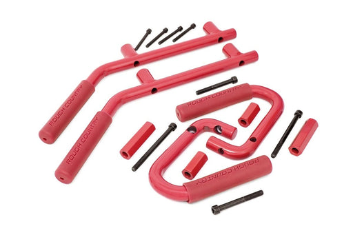 Rough Country Grab Handles, Steel, FR & RR, Red, Jeep Wrangler JK/Wrangler Unlimited (2007-2018)