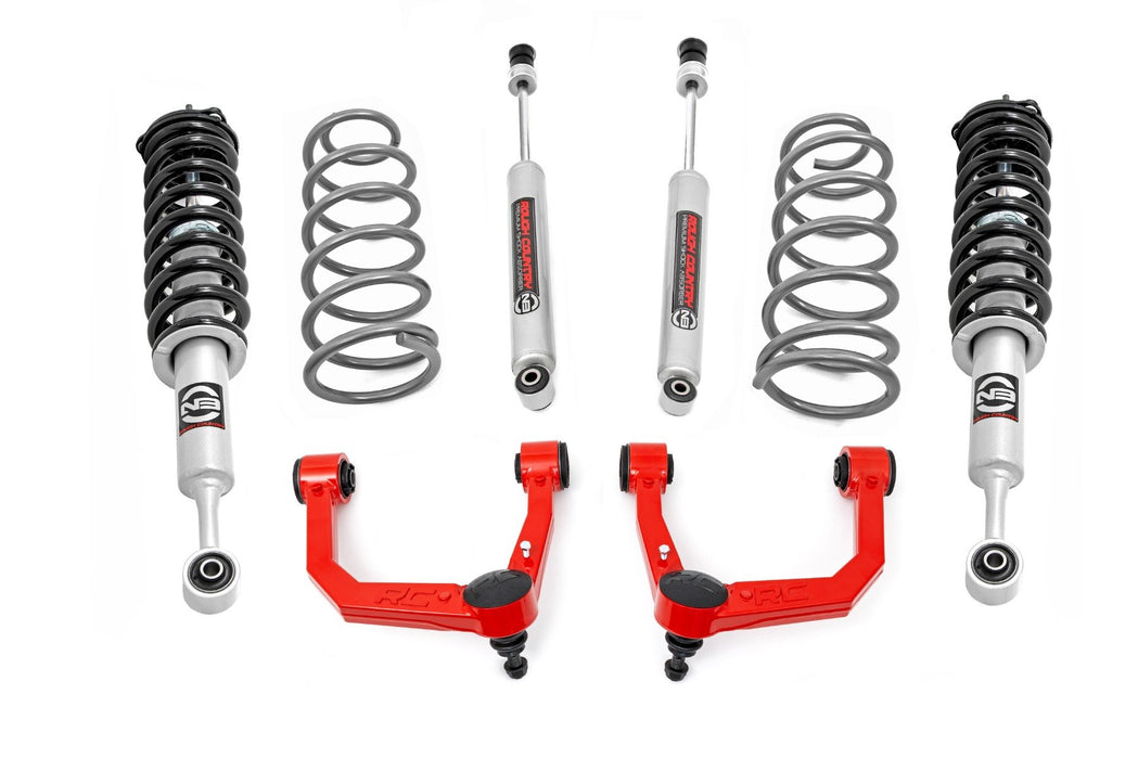 Rough Country 3 Inch Lift Kit - Upper Control Arms - RR Coils - N3 Struts | Toyota 4Runner (10-24) | Red