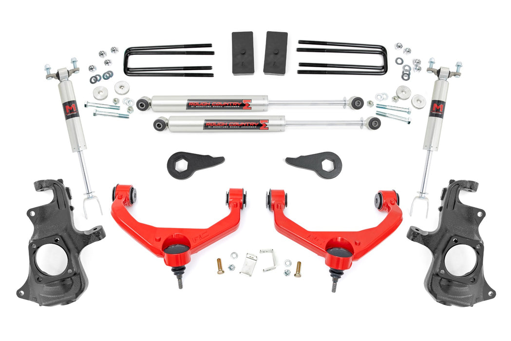 Rough Country 3.5 Inch Knuckle Lift Kit, M1, Red, Chevy/GMC 2500HD/3500HD (2011-2019)