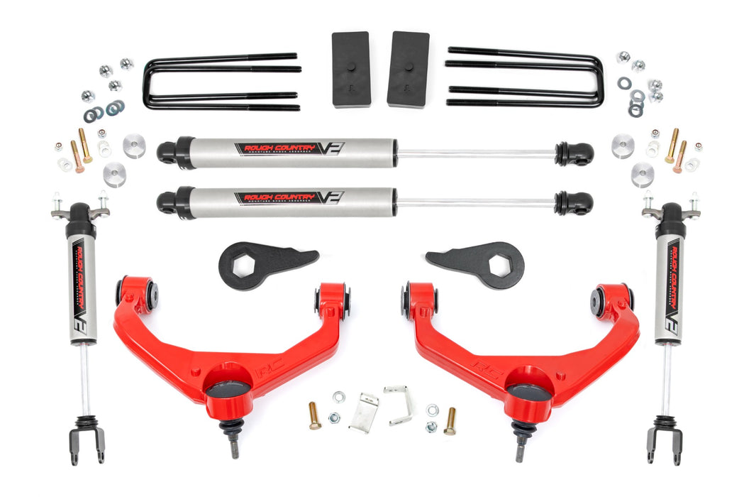 Rough Country 3.5 Inch Lift Kit - V2 | Chevy/GMC 2500HD/3500HD (11-19) | Red
