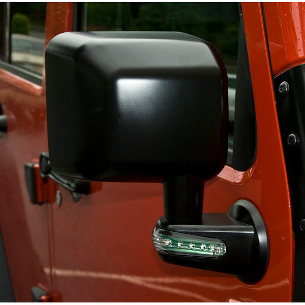 Door Mirror, Right, LED Turn Signal, Black; 07-18 Jeep Wrangler JK