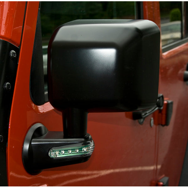 Door Mirror, Left, LED Turn Signal, Black; 07-18 Jeep Wrangler JK