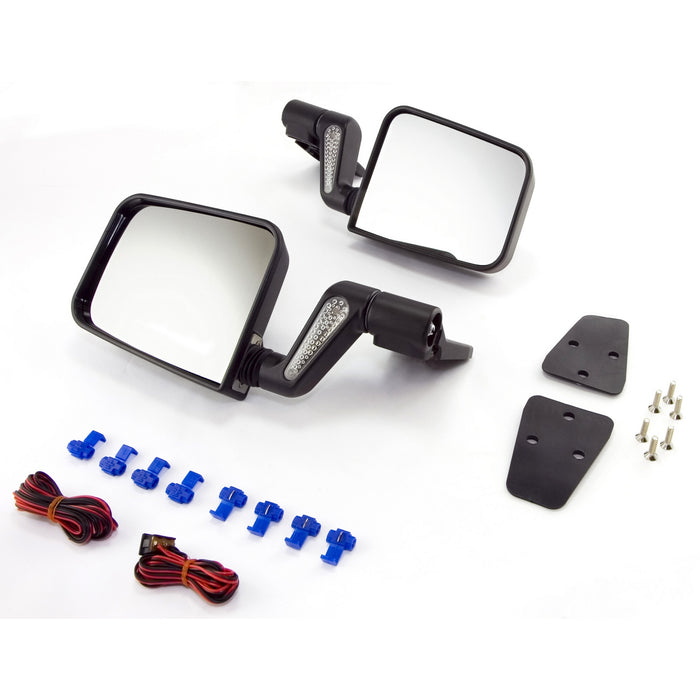 Door Mirror Kit, Heated, Black; 87-02 Jeep Wrangler YJ/TJ