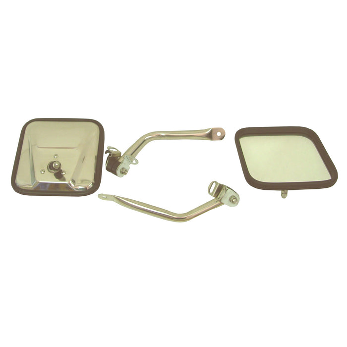 Door Mirror Kit, CJ-Style, Stainless Steel; 97-06 Jeep Wrangler TJ