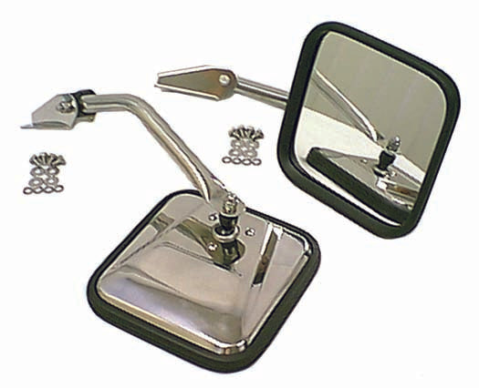 Door Mirror Kit, CJ-Style, Chrome; 55-86 Jeep CJ5/CJ6/CJ7/CJ8