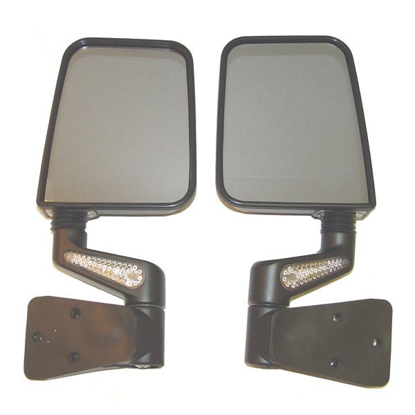 Door Mirror Kit, LED Turn Signals, Heated, Black; 87-02 Wrangler YJ/TJ
