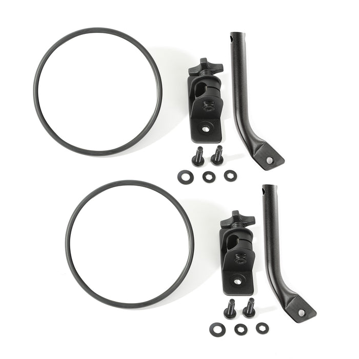 Rugged Ridge 11025.21 Stubby Trail Mirror, Round Pair, Txt Black; 97-18 Jeep Wrangler JK