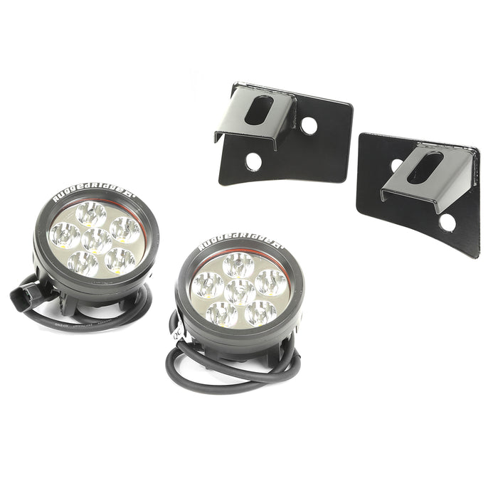 Rugged Ridge Light Kit | Windshield Mounted, Round, Black | Jeep Wrangler JK (2007-2018) | P/N 11027.11