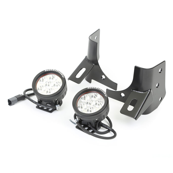Rugged Ridge Light Kit | Windshield Mounted, Round, Black | Jeep Wrangler TJ (1997-2006) | P/N 11027.13