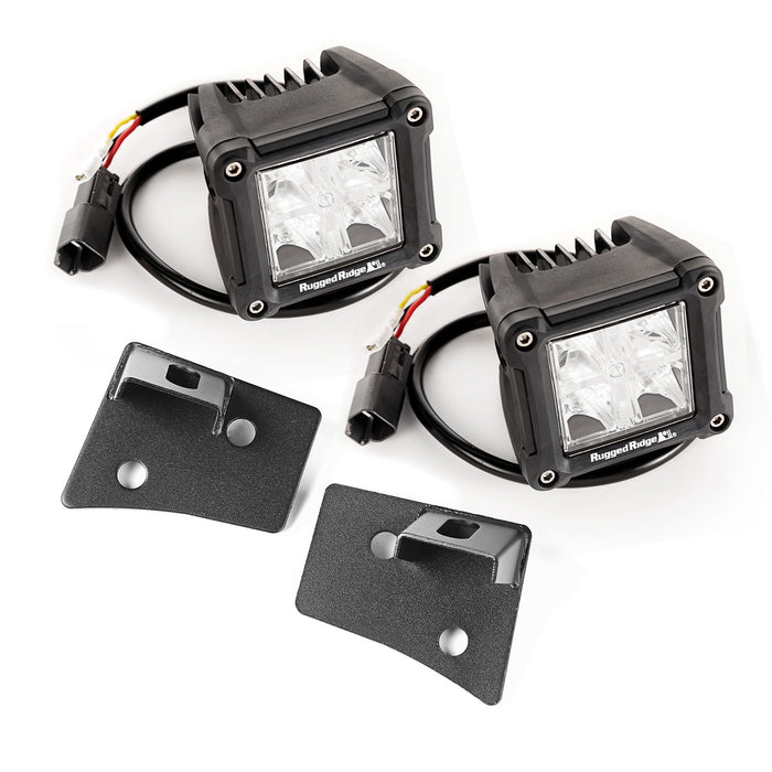 Rugged Ridge Light Kit | Windshield Mounted, Dual Beam, Square | Jeep Wrangler JK (2007-2018) | P/N 11027.2