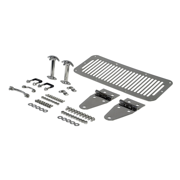 Rugged Ridge Hood Kit | Stainless Steel | Jeep CJ/Wrangler (1976-1995) | P/N 11101.01