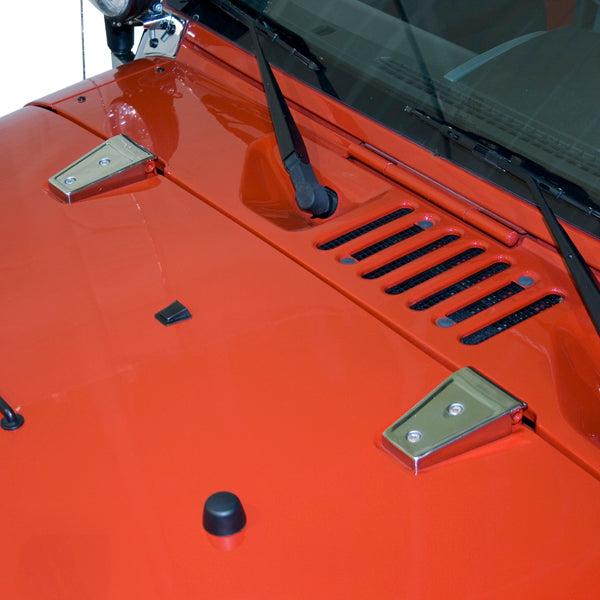 Hood Hinge Cover Kit, Stainless Steel; 07-18 Jeep Wrangler JK