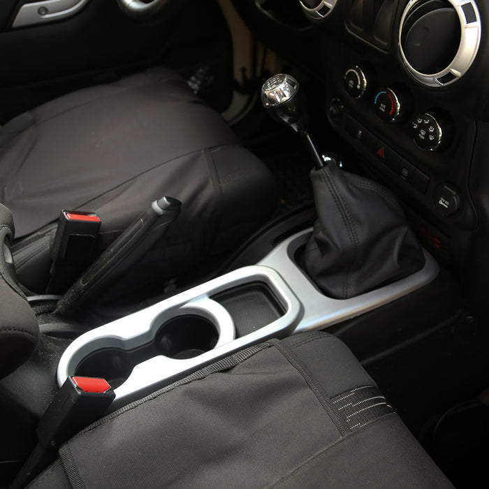 Cup Holder Trim, Center Console, Brushed Silver, Manual; 11-18 JK