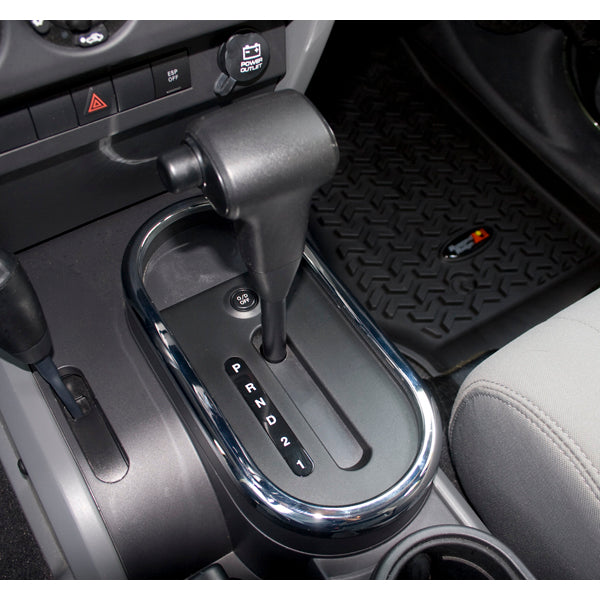 Rugged Ridge 11156.02 Transmission Shifter Trim, Chrome, Automatic; 07-10 Jeep Wrangler JK