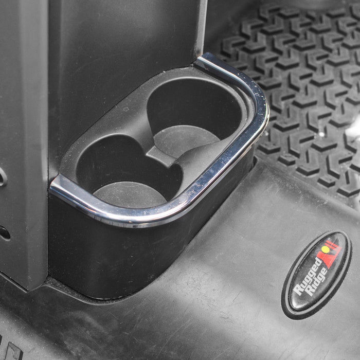 Rugged Ridge Chrome Rear Cup Holder Trim | Jeep Wrangler (2007-2010) | P/N 11156.18