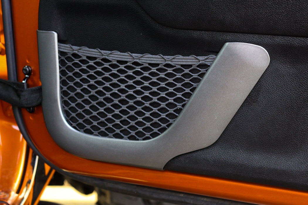 Rugged Ridge Front Door Net Trim | Charcoal | Jeep Wrangler JK (2011-2018) | P/N 11157.21