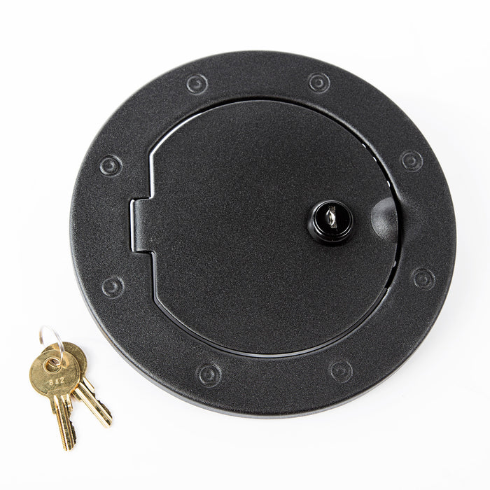 Gas Cap Door, Locking, Textured Black; 07-18 Jeep Wrangler JK/JKU