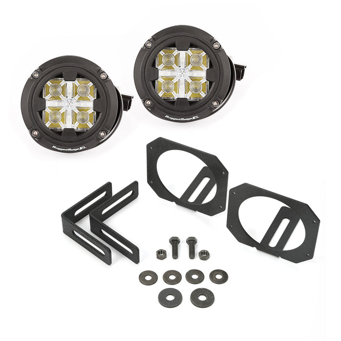 Rugged Ridge Light Kit | Windshield Mounted, Dual Beam, Round | Jeep Wrangler JK (2007-2018) | P/N 11232.17