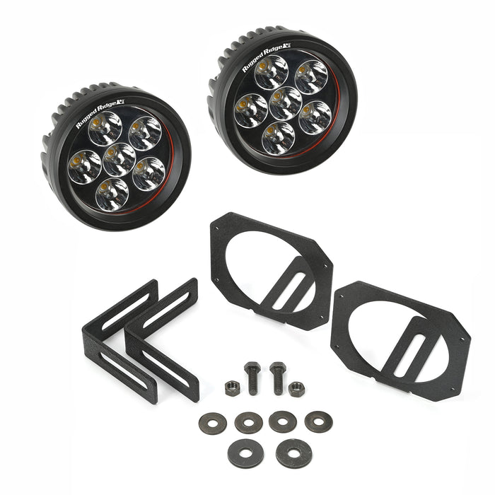 Rugged Ridge Light Kit | Circular Mounts, Round | Jeep Wrangler JK (2007-2018) | P/N 11232.27
