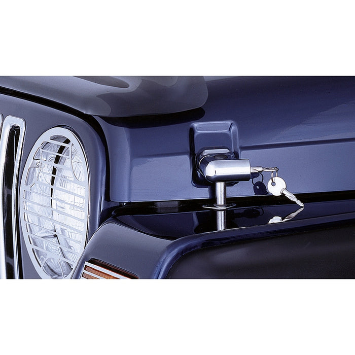 Hood Catch Kit, Locking, Chrome; 97-06 Jeep Wrangler TJ