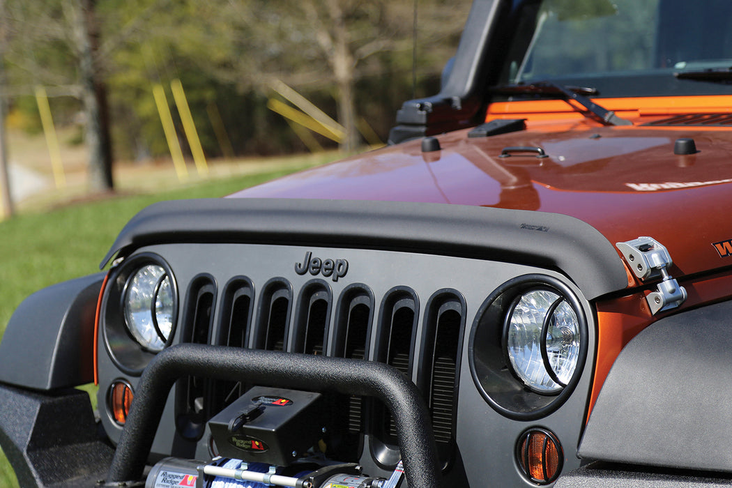 Rugged Ridge Hood Bug Deflector | Matte Black | Jeep Wrangler JK/JKU (2007-2018) | P/N 11348.02