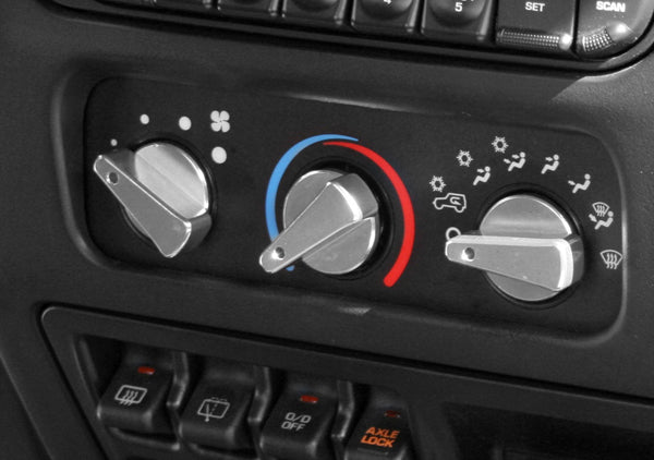 Rugged Ridge Dash Knob Kit | Climate Control, 3 Piece, Aluminum, Blue | TJ (1999-2006) | P/N 11420.03
