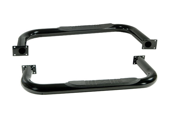 Rugged Ridge 11590.03 Tube Side Step Kit, Round, 3 Inch, Black; 87-95 Jeep Wrangler YJ