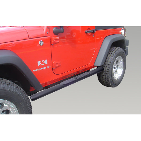 Rugged Ridge 11591.07 Tube Side Step Kit, Oval, 4.25 Inch, Black; 07-18 Wrangler JK, 2 Door