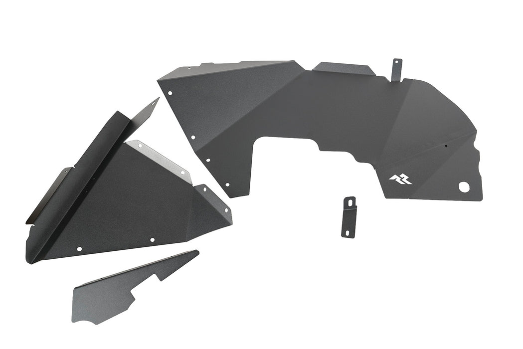 Inner Fender Liners, Front, Aluminum, Black; 18-21 Jeep Wrangler JL