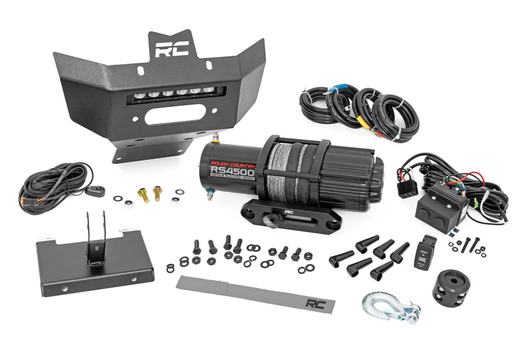 Rough Country Winch Bumper - 4500-Lb Winch - Black Series LED - 6" Light | Can-Am Renegade 1000/Renegade 500