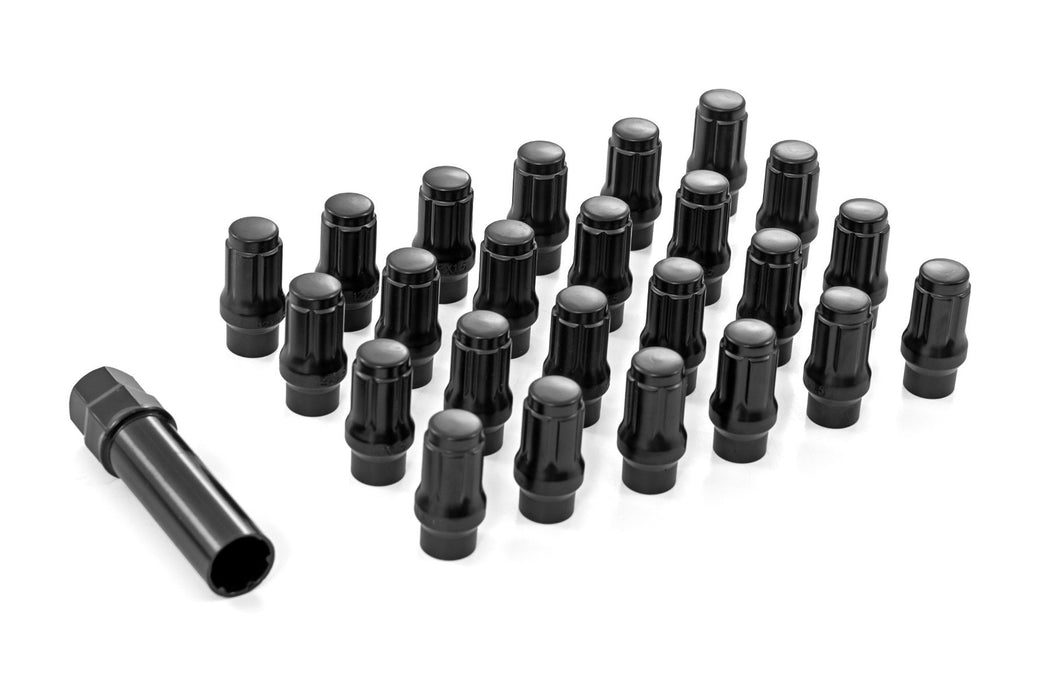 Rough Country M12 x 1.5 Lug Nut Set of 24 - Black - Closed End - Extended Thread