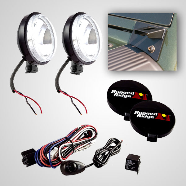 Rugged Ridge Light Mount Kit | Windshield | Jeep Wrangler JK (2007-2018) | P/N 12496.04