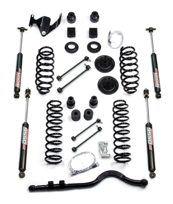 07-18 Wrangler JK 4 Door 4 Inch Coil Spring Base Lift Kit w/ Front Track Bar & 9550 VSS Twin-Tube TeraFlex