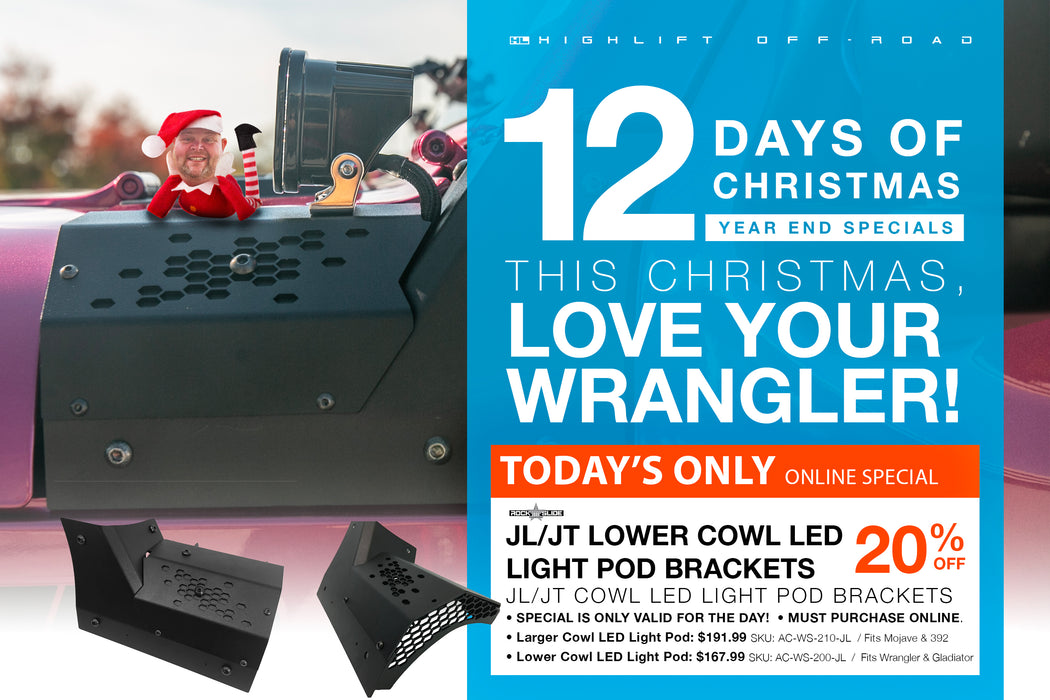 Day 8 of 12 Days of Christmas - Rock Slide Eng. Cowl LED Light Pod Brackets