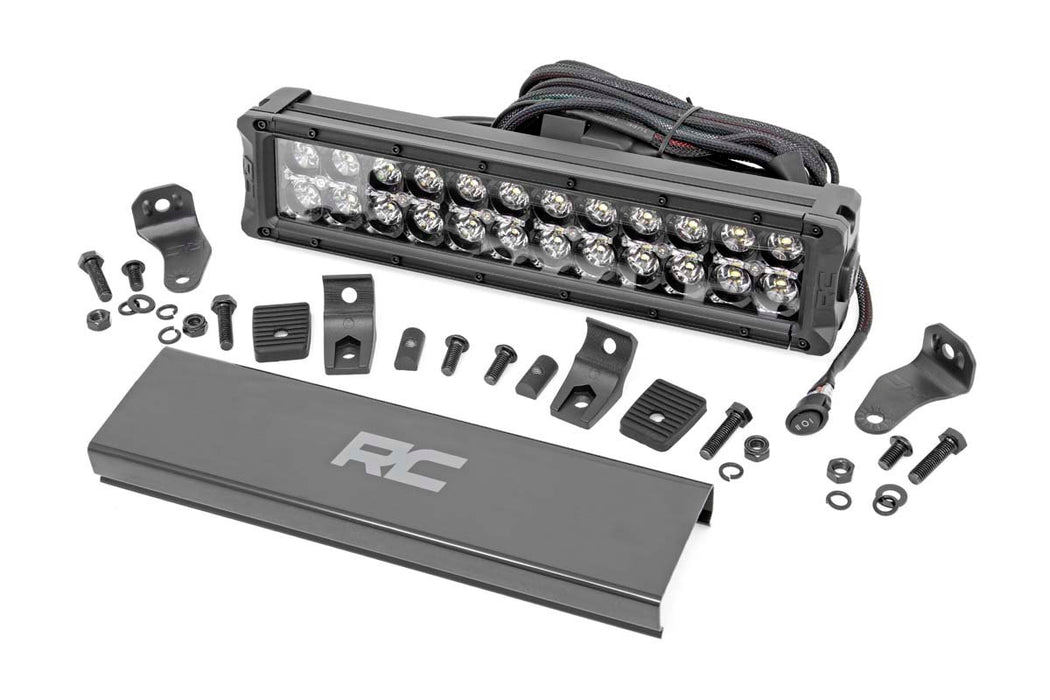 Rough Country 12 Inch Black Series LED Light Bar - Dual Row - White DRL