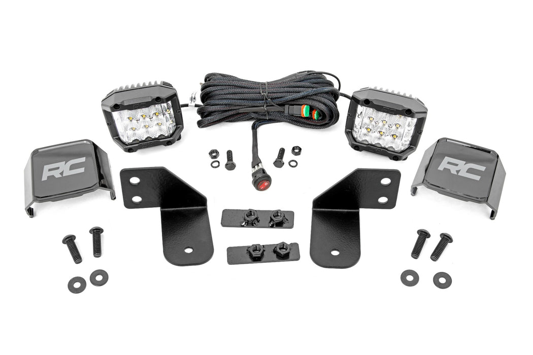 Rough Country LED Light - RR Cage Mount - 2" Chrome Pair - Wide Angle | Polaris Ranger 1000/Ranger XP 900/1000