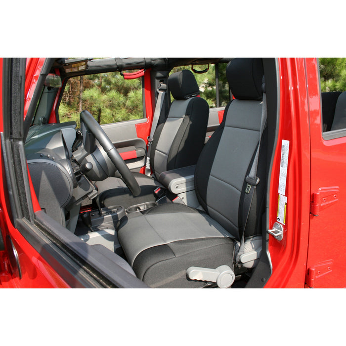 Rugged Ridge Seat Cover Kit | Front, Neoprene, Black/Gray | Jeep Wrangler JK (2007-2010) | P/N 13214.09