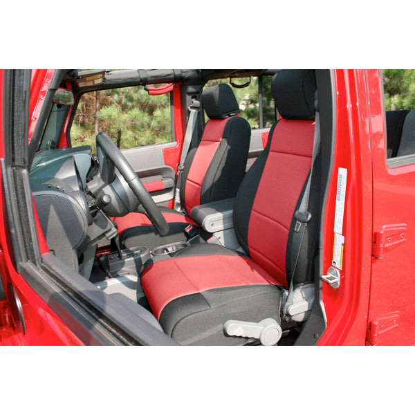 Rugged Ridge Seat Cover Kit | Front, Neoprene, Black/Red | Jeep Wrangler (2011-2018) | P/N 13215.53