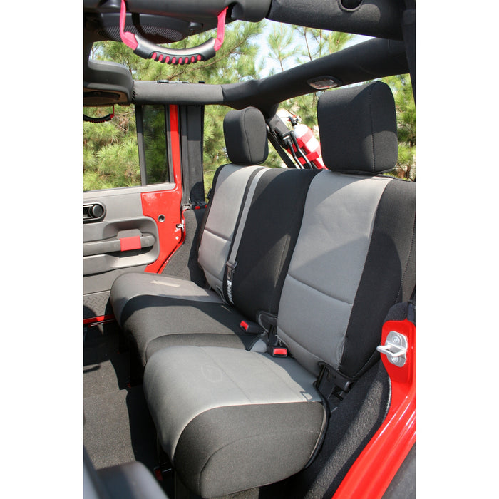 Rugged Ridge Seat Cover | Rear, Neoprene Black/Gray | Jeep Wrangler JKU (2007-2018) | P/N 13264.09