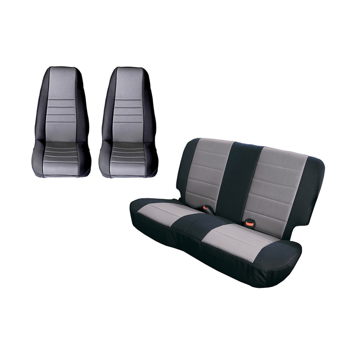 Rugged Ridge Seat Cover Kit | Black/Gray | Jeep CJ/Wrangler YJ (1980-1990) | P/N 13290.09