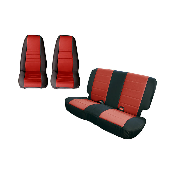 Rugged Ridge Seat Cover Kit | Black/Red | Jeep CJ/Wrangler YJ (1980-1990) | P/N 13290.53