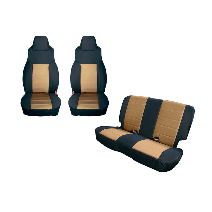 Rugged Ridge Seat Cover Kit | Black/Tan | Jeep Wrangler TJ (1997-2002) | P/N 13292.04