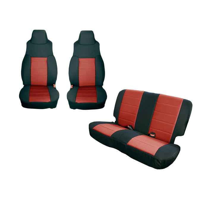 Rugged Ridge Seat Cover Kit | Black/Red | Jeep Wrangler TJ (1997-2002) | P/N 13292.53